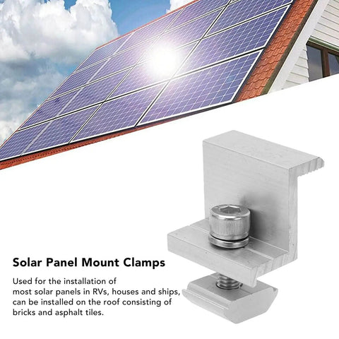 Heavy Duty Solar Panel Clamp Kit Includes Ten Piece Anodized Aluminum Z Bracket Set For RV Tile House Roof Universal Rail Mount close-up