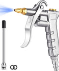 Metal Air Blow Gun With Brass Adjustable Nozzle And Steel Extension, Pro Grade Versatile Air Compressor Attachment For Dust Busting