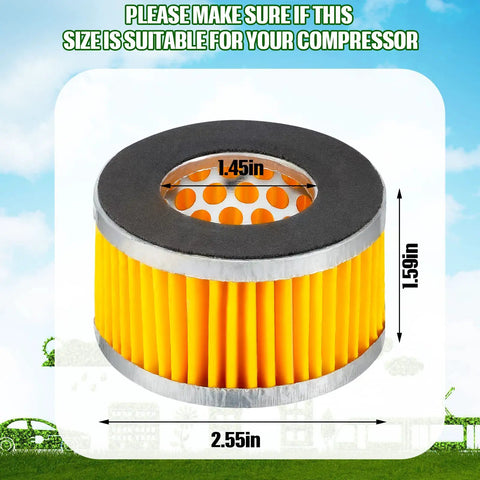 8 Pack Replacement Air Compressor Filter Elements 2.55 Inch Outer Diameter And 1.45 Inch Inner Diameter And 1.59 Inch High For Piston Type Intake Paper Filters Easy Install Pro Grade Built To Last Keeps Your Compressor Breathing Clean