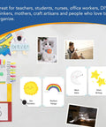 Hella Strong 360 Pack Flexible Magnetic Dots With Self Adhesive Backing on a wall holding photos and notes.