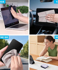 SmoTecQ 32-pack microfiber cleaning cloths for glasses and screens; black and grey; individually wrapped.
