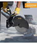 Heavy Duty Cordless Circular Saw For Nailing All Your Weekend Build Projects With Smooth Multi Angle Cuts And Effortless Precision Slicing Through Wood Metal Stone And Tile Guaranteed To Get The Job Done Right in action cutting through stone.