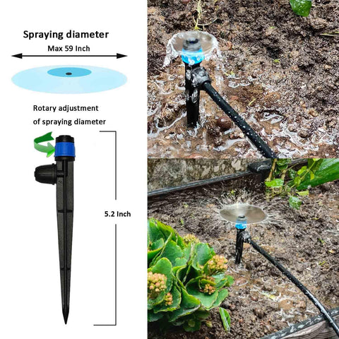 Smart Drip Irrigation Kit With Water Timer, 162 Feet System, adjustable sprinkler nozzle watering soil and plants