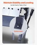 Close-up of a Box And Pan Brake showing the bottom holes for stability, suitable for 12-inch sheet metal bending and DIY projects.