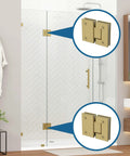 Top Shelf Matte Black Shower Hinge For Frameless Glass Doors Dead Solid Brass 100Mm Pivot With 180 Degree Swing close-up view of hinge.
