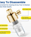 Heavy Duty Brass Inline Water Filter Rock Solid 40 Micron Mesh Strainer Anti Scale Hose Pre Filter with copper and stainless steel components.