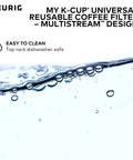 My K Cup Reusable Filter With MultiStream Technology For Ground Coffee, gray filter design, top rack dishwasher safe