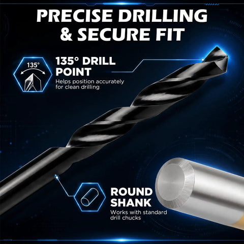 Complete Sae And Metric Thread Repair Kit With Hss Drill Bits Taps And Heavy Duty Stainless Inserts For Stripped Auto Parts That Gets It Done Without A Sweat Works Like A Champ, 135° drill bit with round shank.