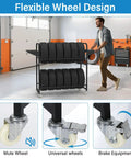 Ultimate Garage Game Changer Heavy Duty Tire Storage Rack with flexible wheels and multiple tires organized in garage.