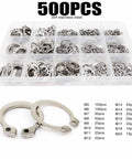 Bulk Assorted Snap Ring Kit M5 To M20 External Snap Rings For Shafts And Bearings Stainless Steel 65Mn Black Finish C Type External Circlip 500 pieces