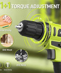 21 plus one torque adjustment feature on Rock Solid Go Getter 20V Cordless Drill Driver for diverse tasks.