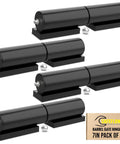 7 Inch Weld On Hinges For Metal, Black Barrel Hinge Set, 4 pack, heavy duty wrought iron gate hardware on a display.