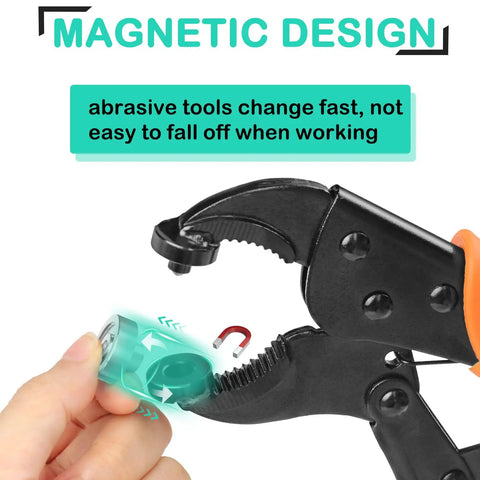 Heavy Duty Snap Fastener Tool Kit With 50 Sets Of Snaps And Rugged Pliers For Canvas Tarps Tents Awnings Clothing Leather And More Ideal For Pros And DIY Junkies showing magnetic design of pliers