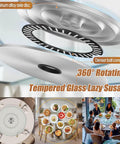 360° view of Extra Large 110cm Clear Glass Lazy Susan Turntable For Dining Table And Kitchen Counter Rotating Serving Tray.