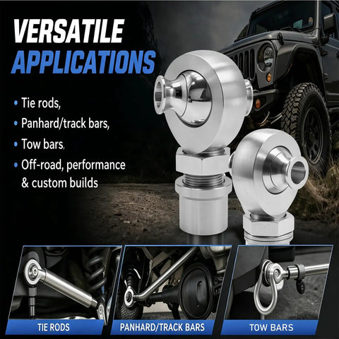 1 Inch Bore Heat Treated Chromoly Steel Heim Joint Rod End Kit With Right Hand Thread Jam Nuts And Tube Adapters for versatile applications.