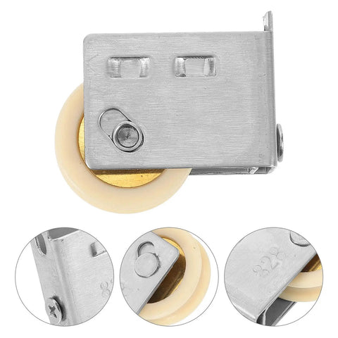 Heavy Duty Beefy Sliding Door Pulley Wheels for Quick Easy Swap Track Rollers, stainless steel with a smooth gliding mechanism.