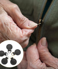 Five Piece Set Of Badass Black Alloy Zipper Pull Replacement Tabs For Heavy Duty Backpacks Slick Detachable Sliders in use on a zipper.
