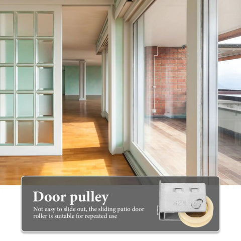 Heavy Duty Beefy Sliding Door Pulley Wheels For Quick Easy Swap Track Rollers And Patio Window Guides With Smooth Gliding Stainless Steel Build That Lasts Forever in an interior setting.