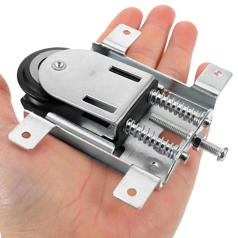 Genuine Stainless Steel Sliding Door Rollers With Double Bearing Quiet Glide Wheels on a hand, showing smooth operation design.