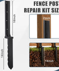 Heavy Duty H-Frame Fence Post Repair Kit with 14-inch depth and 2-inch width, ideal for stabilizing wooden posts.