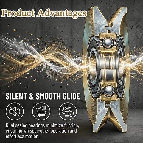 Built Tough Six Inch V Groove Gate Wheels With Dual Sealed Bearings showcasing smooth glide design and dual sealed bearings for quiet operation.