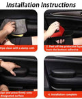 Installation steps for Ergonomic Door Armrest Support Pad For Dodge Ram Promaster 1500 2500 3500 with cleaning and positioning instructions.