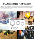 600 Piece Stainless Steel Spring Lock Washer Set With Flat Split Washers, Assortment Kit From M2 To Industrial Sizes For Secure Fastening, Vibration Control, And Easy Mechanical Repairs. stainless steel flat split washers in assorted sizes for machinery and repairs