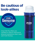 Lead Reducing Water Pitcher And Dispenser Replacement Filter 1 Pack For Clean Tasting Water NSF WQA Certified Compatible With All Pitchers And Dispensers Blue Today showing PUR Plus filter with packaging.