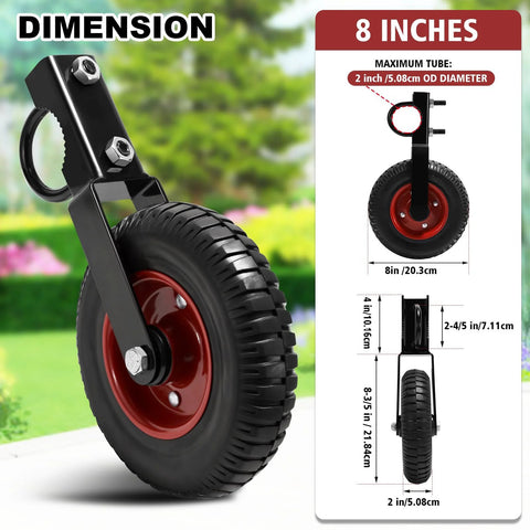 Front view of 8 Inch Gate Wheel Heavy Duty Gate Caster with rubber tire and steel plate for farm and metal swing gates