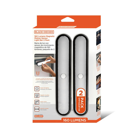 Two Pack LED Light Bars With Motion Sensor, 160 Lumens, Touchless Operation, Magnetic Mount, Battery Powered Slim Portable Lights
