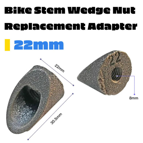22mm Bike Stem Wedge Nut Replacement Adapter, M8 Thread, Durable Chrome Steel Finish