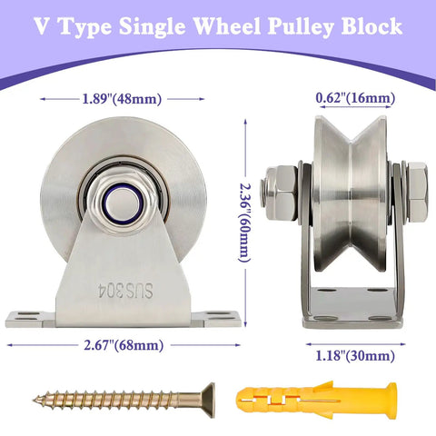 Tough As Nails V Groove Wheel Pulley Block Machined From 304 Stainless Steel dimensions 1.89" and 2.36" for DIY home gyms.