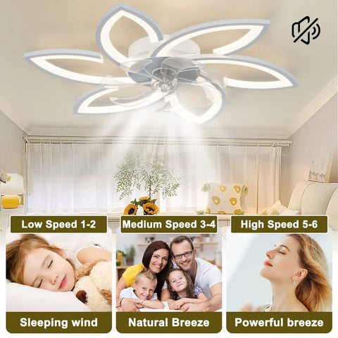 Low Profile Ceiling Fan With Lights That Do It All Modern Dimmable Light Fan With Remote And App Control Flower Shade Design