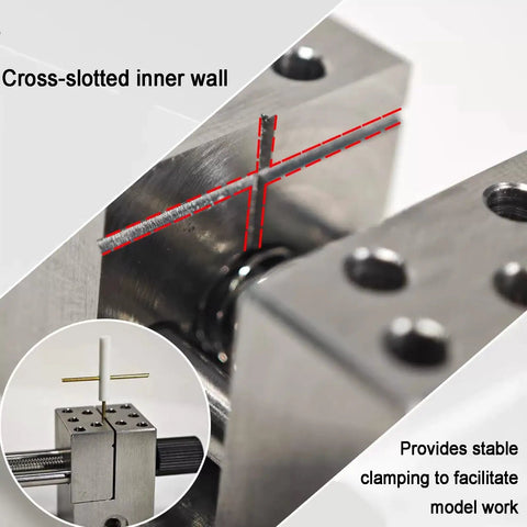 Mini Table Top Bench Vise For Model Building And Jewelry Making 0.005mm High Precision Clamp Split Type Design With Handy Workbench Base Small Parts Holder For Delicate Parts And Detailed Assembly close-up of cross-slotted inner wall