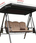 Beige 3 Seater Patio Swing Canopy Replacement Top Cover Waterproof Windproof Rainproof Sunproof 210D Oxford Cloth For Outdoor Garden Porch Swings Durable All Weather Ready shown on swing