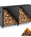 8Ft Firewood Rack With All Weather Cover For Indoor Outdoor Use, Heavy Duty Square Steel Log Holder And Storage Organizer.