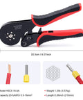 Hexagonal Ferrule Crimping Tool For Wire Ferrules 30-5 AWG 0.5-16mm2 With Ergonomic Non Slip Handle And Ratchet Mechanism