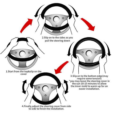Instructions for installing Cherry Themed Aluminum License Plate Frame With Anti Slip Breathable Steering Wheel Cover