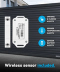 Wireless sensor included with Smart Gate Opener Lite With App Control And Wireless Sensor, showing alerts display on gate
