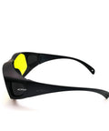 Side view of Heavy Duty Laser Safety Glasses delivering full coverage broad spectrum eye protection for UV to far infrared range CE EN207.