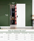 Image showing size guide for White Concealed Sliding Barn Door Kit Delivers A Slick Glide Ride And No Fuss Assembly.