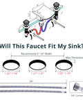 Technical diagram showing Waterfall Bathroom Faucet For 8 Inch Widespread 3 Hole Vanity Deck Mount With Two Crystal Handles, fittings and dimensions.