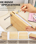 Wooden Book Press Kit For DIY Bookbinding 7.9 By 11.6 Inches Portable And Easy To Assemble shown with a hand using it