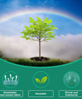 8 Pack 20.47 Inch Nonwoven Mulch Mats For Landscaping Reusable Weed Control Fabric under a tree with icons