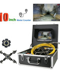 Rock Solid Sewer Pipe Inspection Camera With 10 Inch Monitor And Built In Meter Counter, IP68 Waterproof Drain Endoscope System in case.
