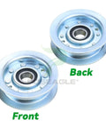 Straight Up Quality Idler Pulleys For John Deere Gy22172 And Gy20067 heavy duty bearings shown from front and back view.