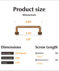 Top Tier Two Pack 3 Inch Center Antique Brass Cabinet Pulls Vintage Kitchen Drawer Handles Hardcore Zinc Alloy Farmhouse Dresser Gear dimensions on a white background