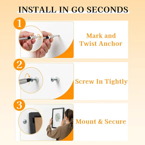 Step-by-step guide for using the 70 Piece Self Drilling Drywall Anchors Kit With Heavy Duty Galvanized Screws for easy installation.