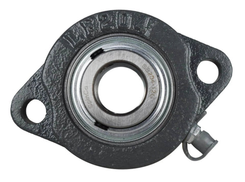 Front view of 3/4 Inch Light Duty Two Bolt Flange Bearing With Cast Iron Housing And Grease Zerk, showing mounting and lubrication features.