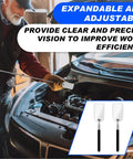 Two Pack Telescoping Welding Inspection Mirrors, 2 x 3.75 Inch Stainless Steel Rectangular Mirrors With Pivoting Heads And Grip Handles For Maintenance, Automotive, And Home Repairs in use inspecting engine.